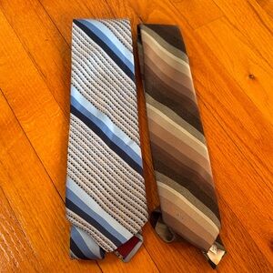 Vintage Elegant Striped Blue and Brown Ties